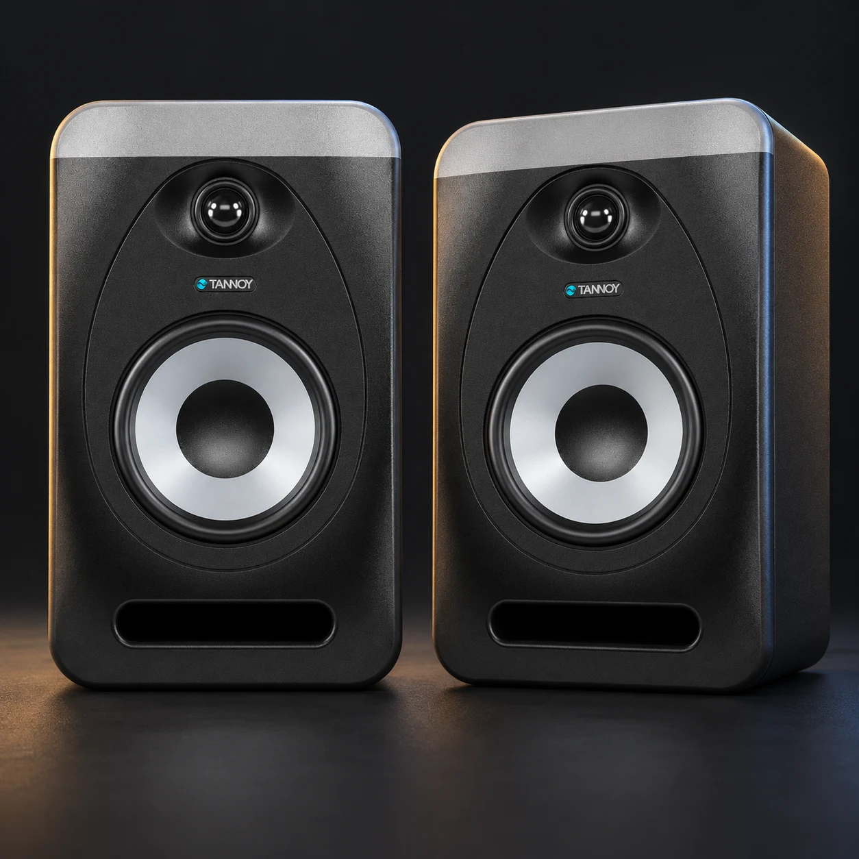 Illustration of a pair of Tannoy Reveal 502 studio monitors